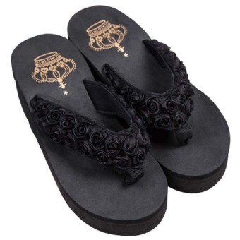 women's sandals Flip Flops Beach wedge slippers (black) - intl  