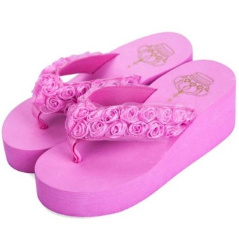 women's sandals Flip Flops Beach wedge slippers (purple) - intl  