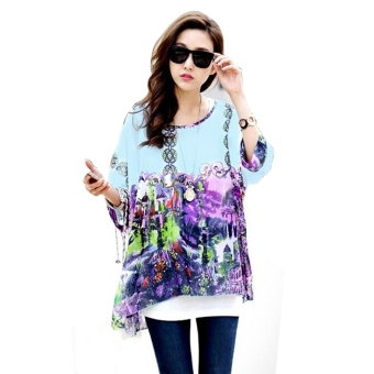 Women's Sexy Batwing Sleeve Chiffon Shirt Bohemian Tops Blouse Plus Size - intl  