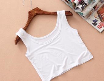 Women's sexy cotton bust yoga sports vest base short paragraph of the umbilical Slim small vest-white - intl  