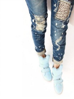 Womens Sexy Leopard Ripped Holes Skinny Leggings Casual Jogger Pants Trousers  