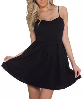 Women's Spaghetti Strap Dress Party Sundress Black N195  