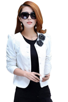 Women's Suit Long Sleeve Short Coat Jacket Outerwear (White) - intl  