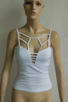 Women's Summer Cotton Adjustable Spaghetti Strap Tank Top Sleeveless Small Vest Camisole (White) - intl  