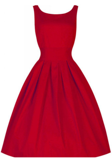 Women's Vintage Retro Elegant Sleeveless A Line Slim Fit Ball Gown Dress Red M  