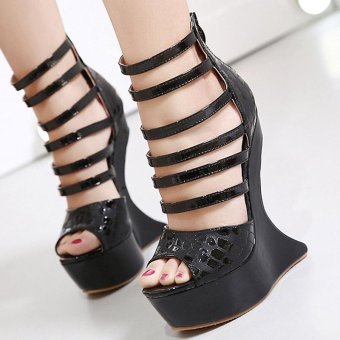 Women's Wedge Sandals Fashion Party Fantasy Heel High Heels Black - intl  