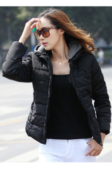 women's winter Thicken Keep Warm Down jacket short cotton-padded Outwear (Black) - intl  