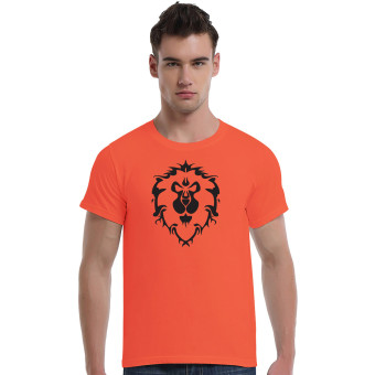 World Of Warcraft Lion Cotton Soft Men Short T-Shirt (Orange)   
