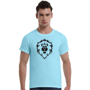 World Of Warcraft Lion Cotton Soft Men Short T-Shirt (Powder Blue)   