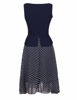 Yacun Polka Dot Chiffon Sleeveless Layered Casual Dress AYS761(Blue)  