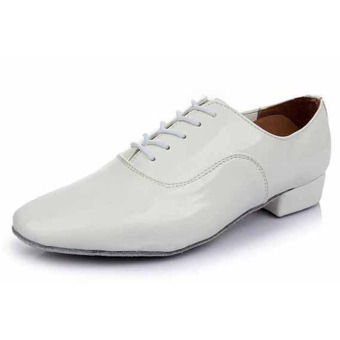 Yashion men's modern ballroom latin dance shoes(white)  