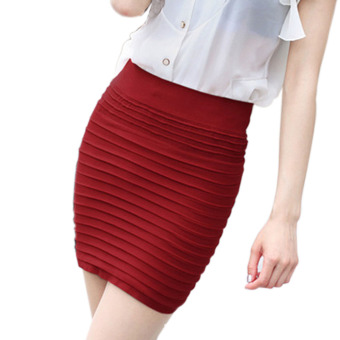 YBC Women Fashion Office Wear Skirt Pencil Skirt OL Skirt Wine Red - intl  