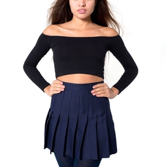 Yidabo Sexy Women's High Waisted Solid Pleated Mini Tennis Skater Skirt (Dark Blue) - intl  