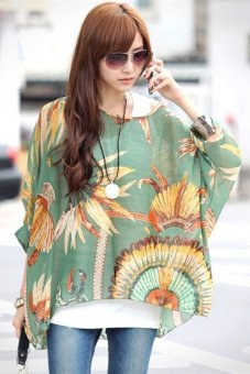 Yidabo Women Lady Bohemian Style Batwing Sleeve Chiffon Beach Loose Shirt Blouse Tops  