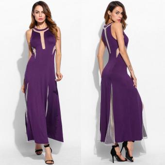 Yidabo Women Sleeveless Sexy Crew Mesh Patchwork See-Through Look Slim Evening Mermaid Dress (Purple) - intl  