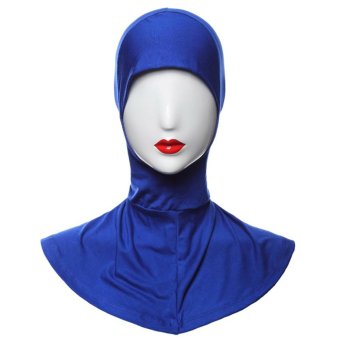 Yika Islamic Muslim Full Cover Inner Hijab Caps Split Long Underscarf Hats (Blue)  