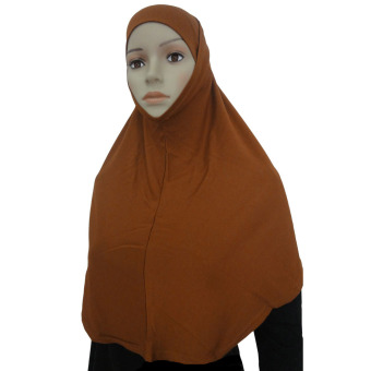 Yika Islamic Muslim Hijab Scarf 2PCS Set (Brown) - Intl  