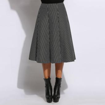 Yika Women High Waist Stripe A-Line Midi Skirt - intl  