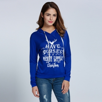 Yika Women Long Sleeve Christmas Sweatshirt Hoodie (Blue) - intl  