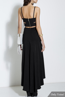 YOINS Black Cami Top & Asymmetric Skirt - Intl  