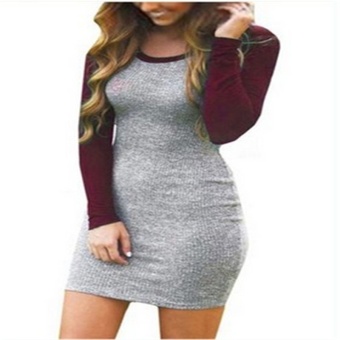 YOINS New Sexy Bodycon Knitted Long Sleeves Round Neck Mini Dress - intl  