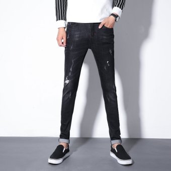 YONGENT Men's Stretch Slim Fit Skinny Tapered Leg Young Fashion Brand Jeans 1619 Denim Pants (Intl)  