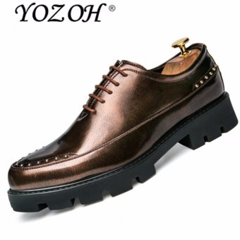 YOZOH 2017 spring and summer new pointed shoes,Leather casual British shoes-Gold - intl  