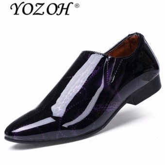 YOZOH Bright leather nightclub trend of British casual Korean small personality shoes-Purple - intl  