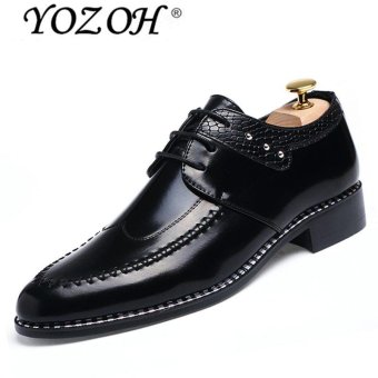 YOZOH Men's casual leather shoes spring new youth British business summer tide shoes-Black - intl  
