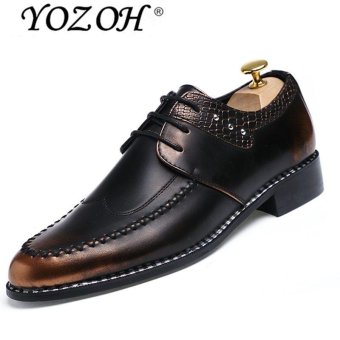YOZOH Men's casual leather shoes spring new youth British business summer tide shoes-Gold - intl  