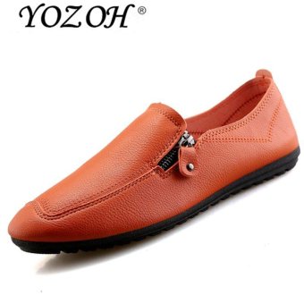 YOZOH Men's spring and summer Loafers, casual leather shoes leather England-Orange - intl  