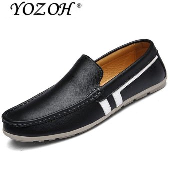 YOZOH Spring and summer men Loafers,Fashion leather shoes soft bottom casual shoes-Black - intl  