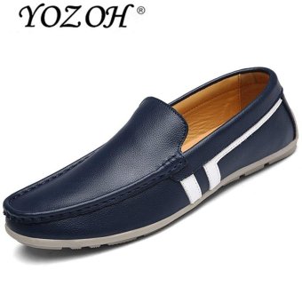 YOZOH Spring and summer men Loafers,Fashion leather shoes soft bottom casual shoes-Blue - intl  