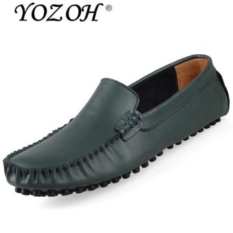 YOZOH Spring and summer men Loafers,Fashion leather shoes soft bottom casual shoes-Green - intl  