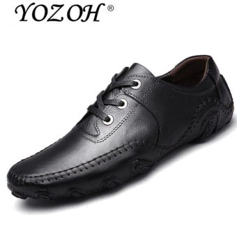 YOZOH Spring new handmade leather men Loafers,Men's fashion casual shoes-Black - intl  