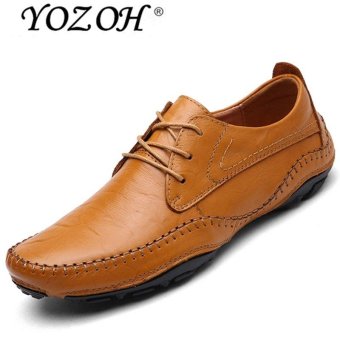 YOZOH Spring new handmade leather men Loafers,Men's fashion casual shoes-Gold - intl  