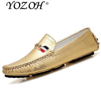 YOZOH Summer fashion leather,Men leisure business travel shoes-Gold - intl  