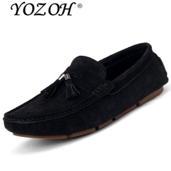 YOZOH Summer fashion leather,Men leisure business travel shoes-Black - intl  