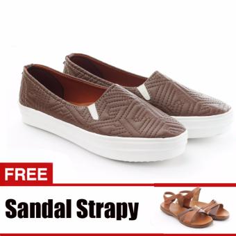Yutaka Sepatu Slip on Cokelat Gratis Sandal Triple Tan  