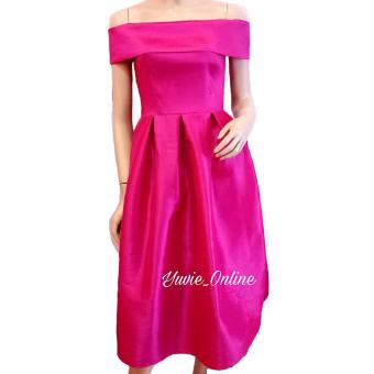 Yuvie clothing sabrina dress hot pink ribbon on back  