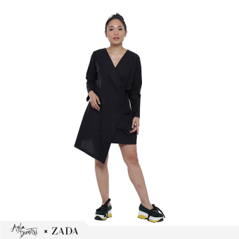 Zada x Ayla Blazer Wrap Dress - Black  