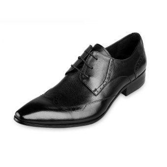 ZAFUL Classic Leather Shoes Men Business Pointed Rubber Derby Shoes (Black) - intl  