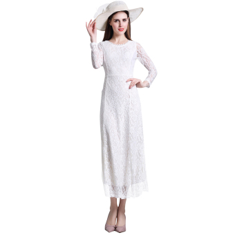 Zaful Women Lace Embroidery Bodycon Dress (White) - intl  