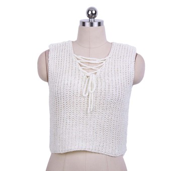 Zaful Women V-neck Strap Irregular Hem Knitting Vest Blouse (White) - intl  