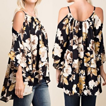 ZANZEA Fashion Women Tops 3/4 Sleeve Floral Blouse Off Shoulder Sexy Clothing Top - intl  