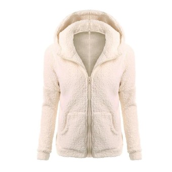 ZANZEA High Quality New Women Long Sleeve Hooded Jackets Female Fashion O Neck Zippers Pockets Slim Winter Warm Coats Light Beige - intl  