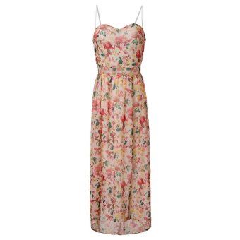 ZANZEA Sexy Women Casual Floral Sleeveless Asymmetrical Chiffon Dress Clubwear Boho (Floral)  