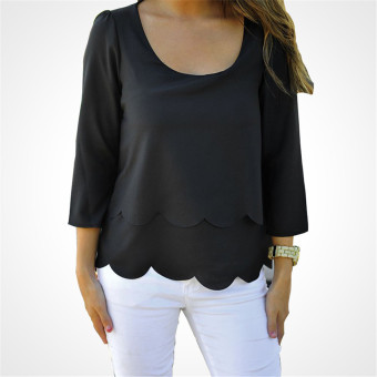 ZANZEA Sexy Women Chffion Ruffle Backless Top Casual Loose Evening Party T Shirt Blouse (Black)  