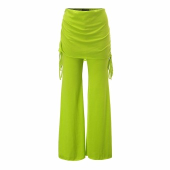 ZANZEA Women 2016 Summer Fall Comfortable Wide Leg Long Pants Casual Elastic Waist Pleated Loose Sport Solid Trousers Plus Size Lime - Intl  