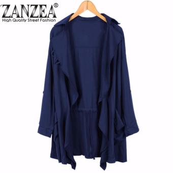 ZANZEA Women Long Windbreaker Parka Jacket Collar Cardigan Slim Coat  